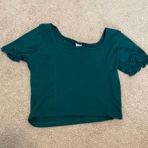 Destined, small, green crop shirt.